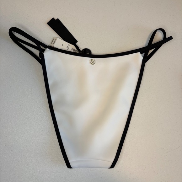 Victoria's Secret Archives Swim White Black Colorblock Cheeky Bikini Bottom S - Picture 2 of 5